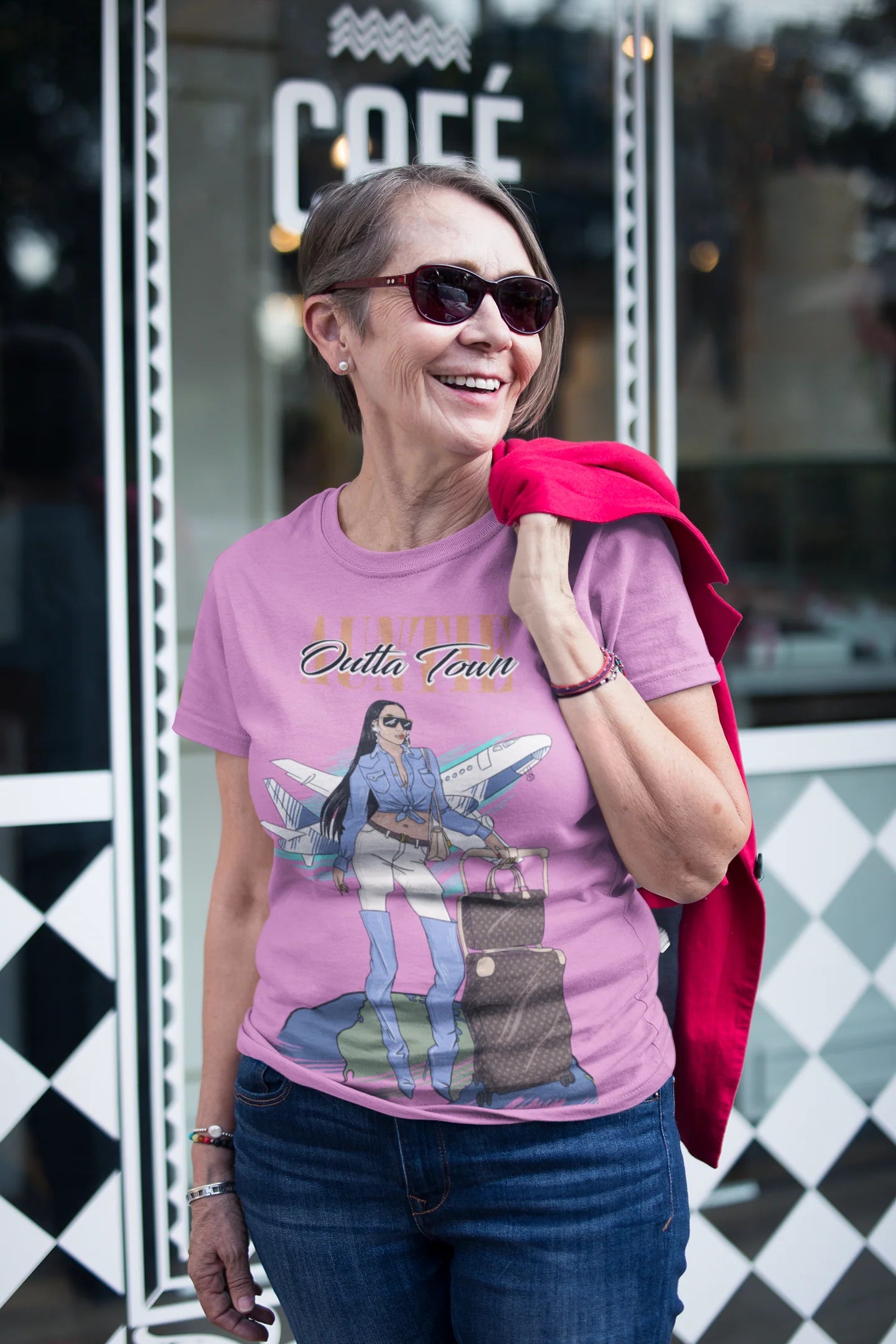 senior woman wearing a tshirt